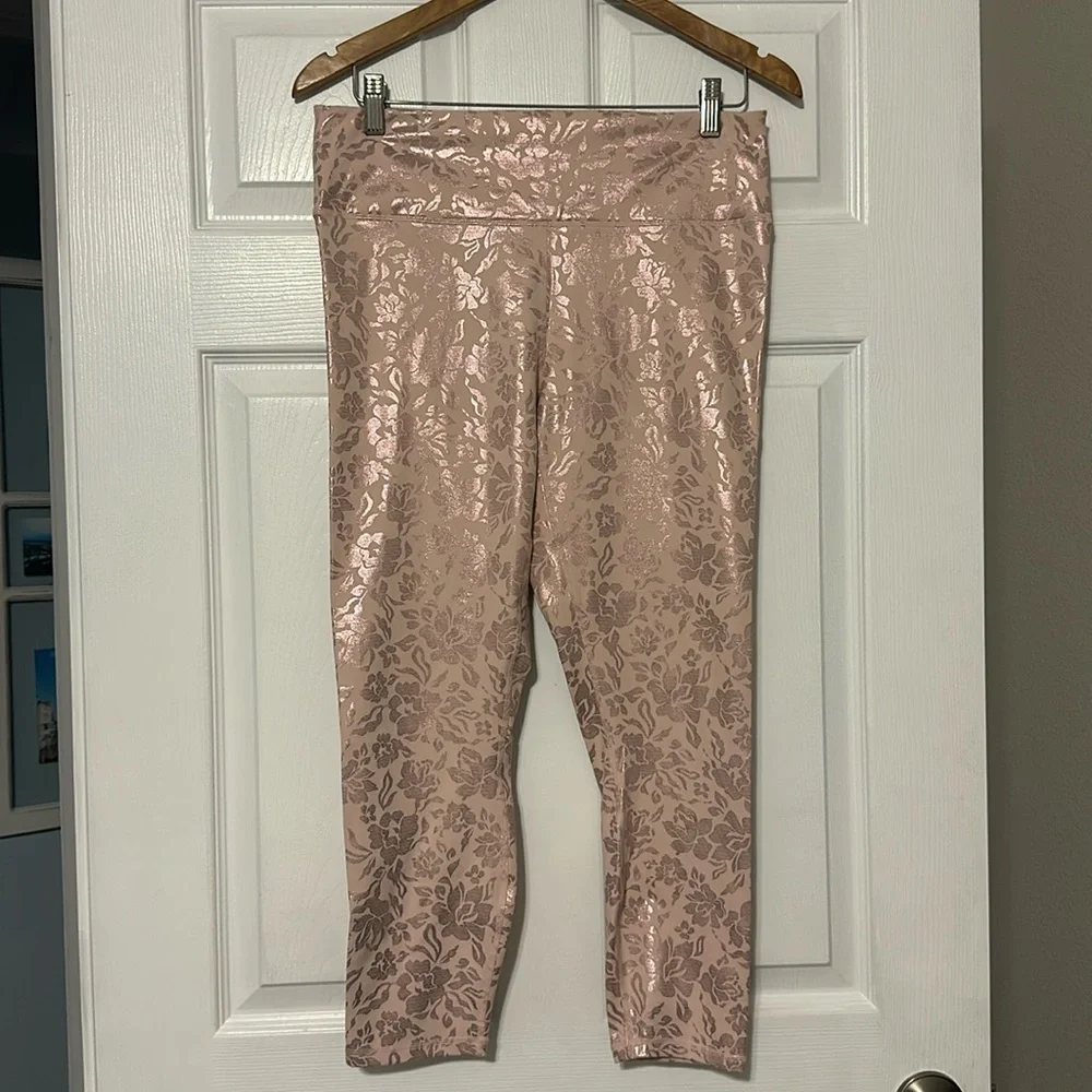 Fabletics Pink Shimmer Pureluxe Leggings Size XL - Picture 1 of 6